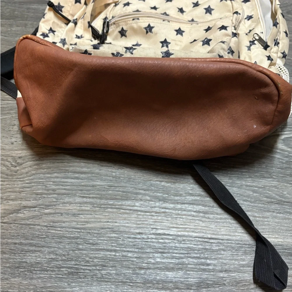 Star Patterned Trans Jansport Backpack - Cream and Brown